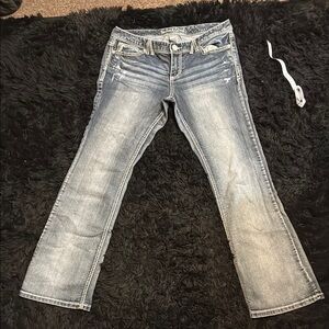 Maurices Blue Boot Cut Jeans with Distressed Vintage Look